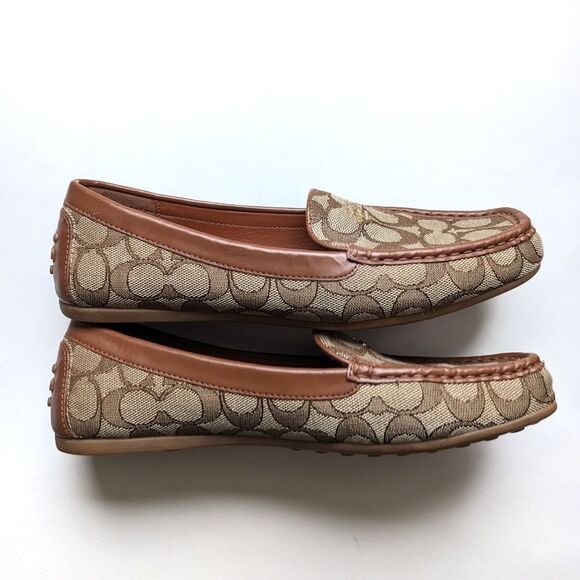 Coach Lock Up Driver Slip On Khaki Saddle Brown Loafers 8 - Picture 6 of 16